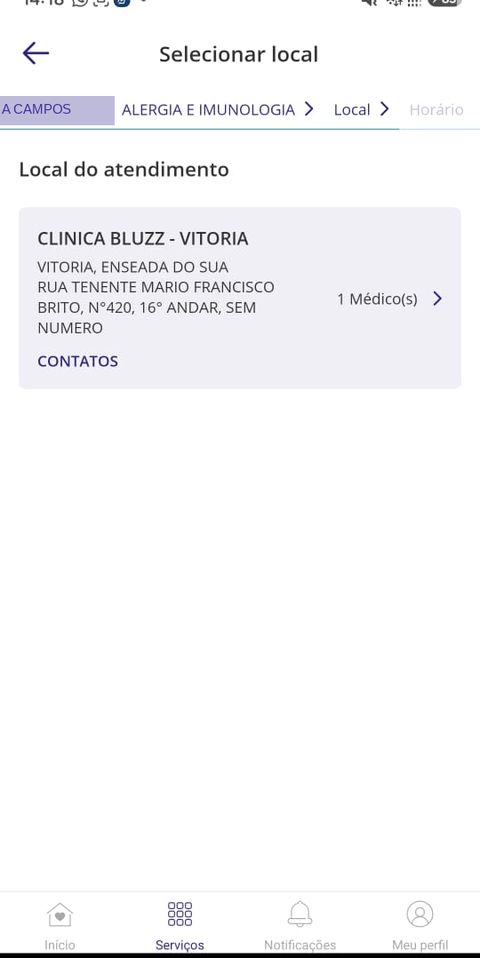 Escolha a unidade