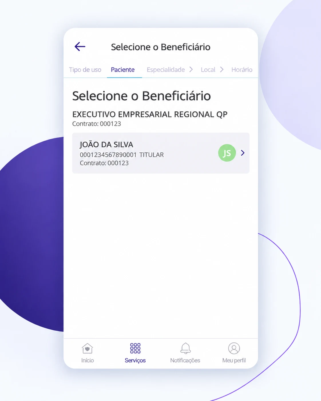 Seleção de beneficiário