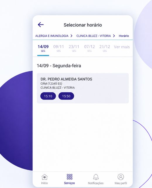 Escolha data e horário