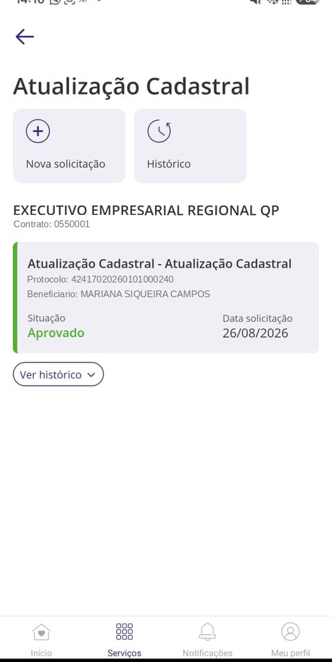 Solicitações de atualização cadastral