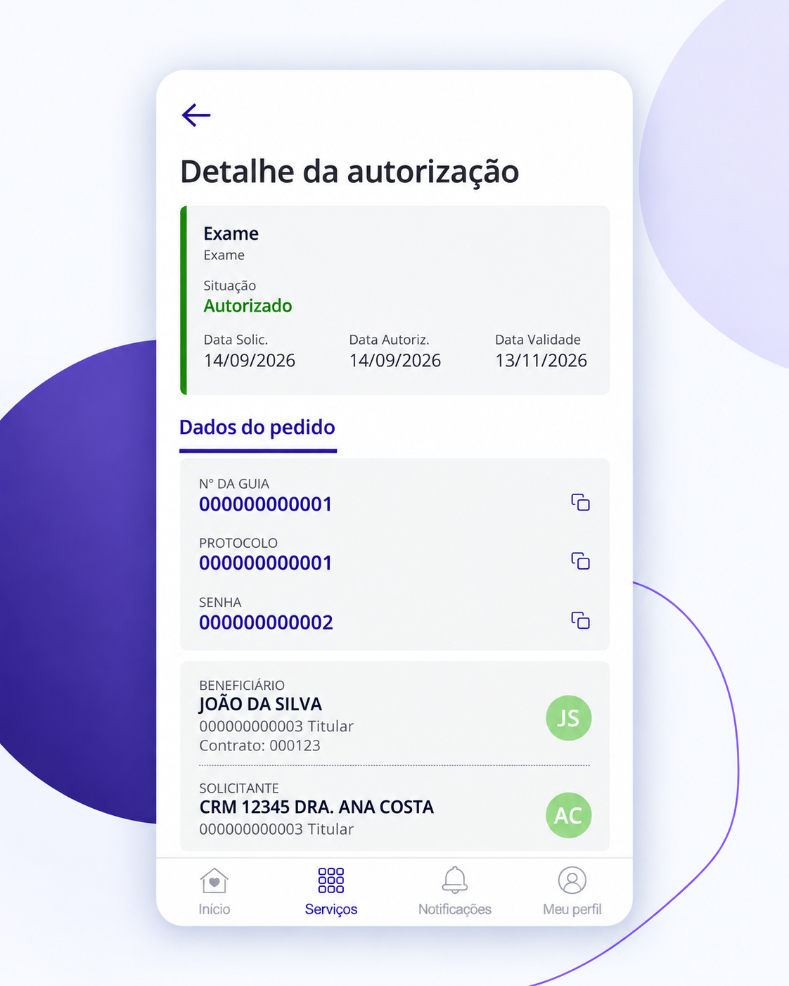 Consulta Autorização: Abra os dados do pedido