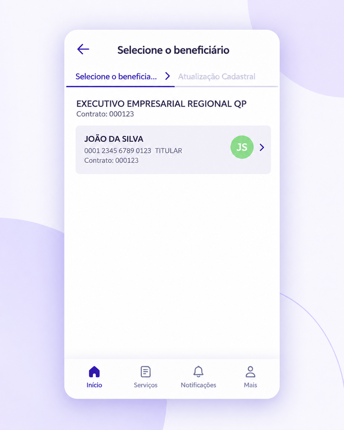 Escolha o beneficiário