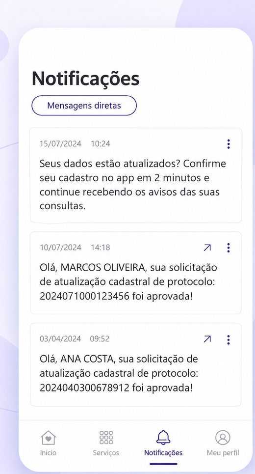Central de notificações do aplicativo