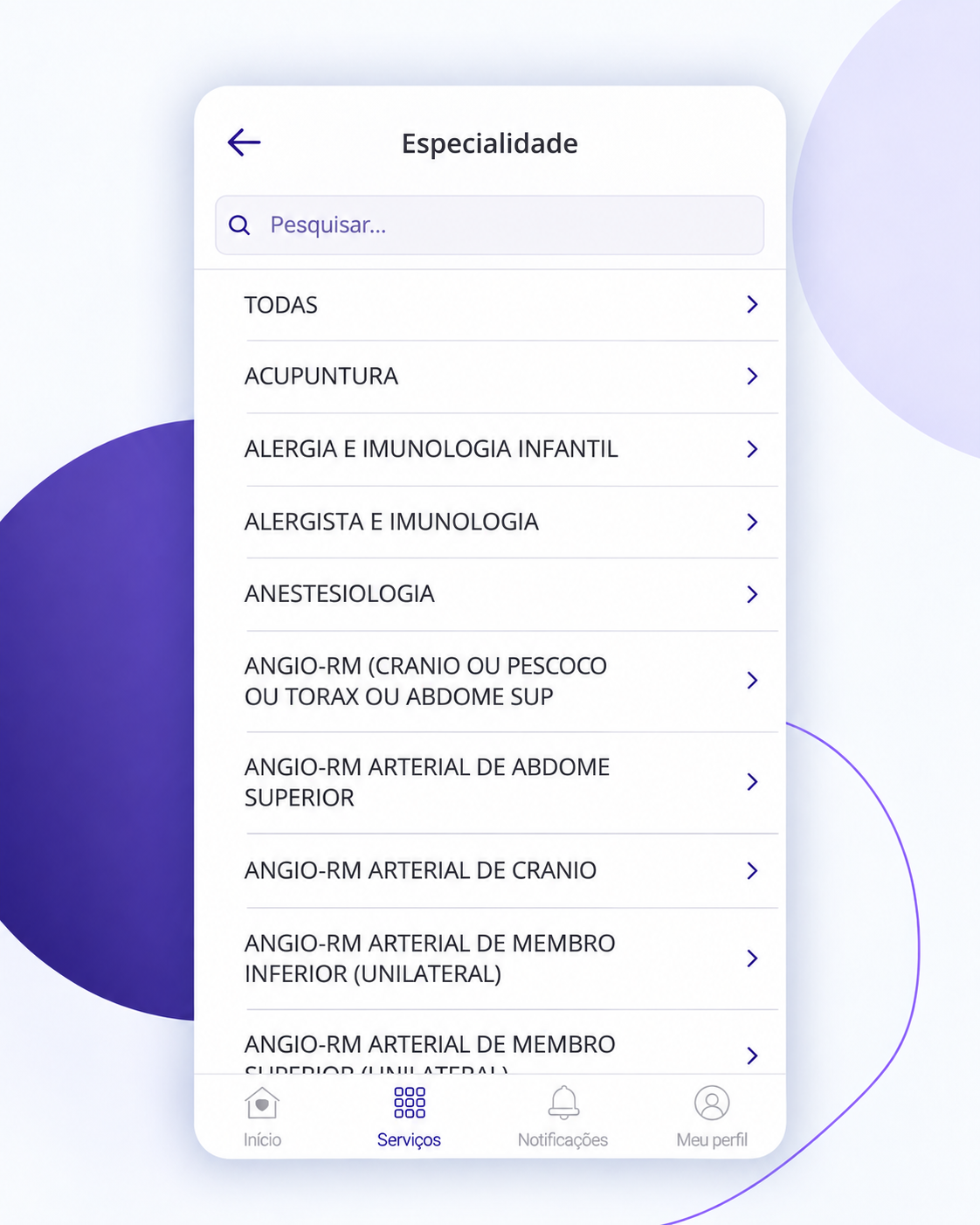 Rede Credenciada: Escolha a especialidade
