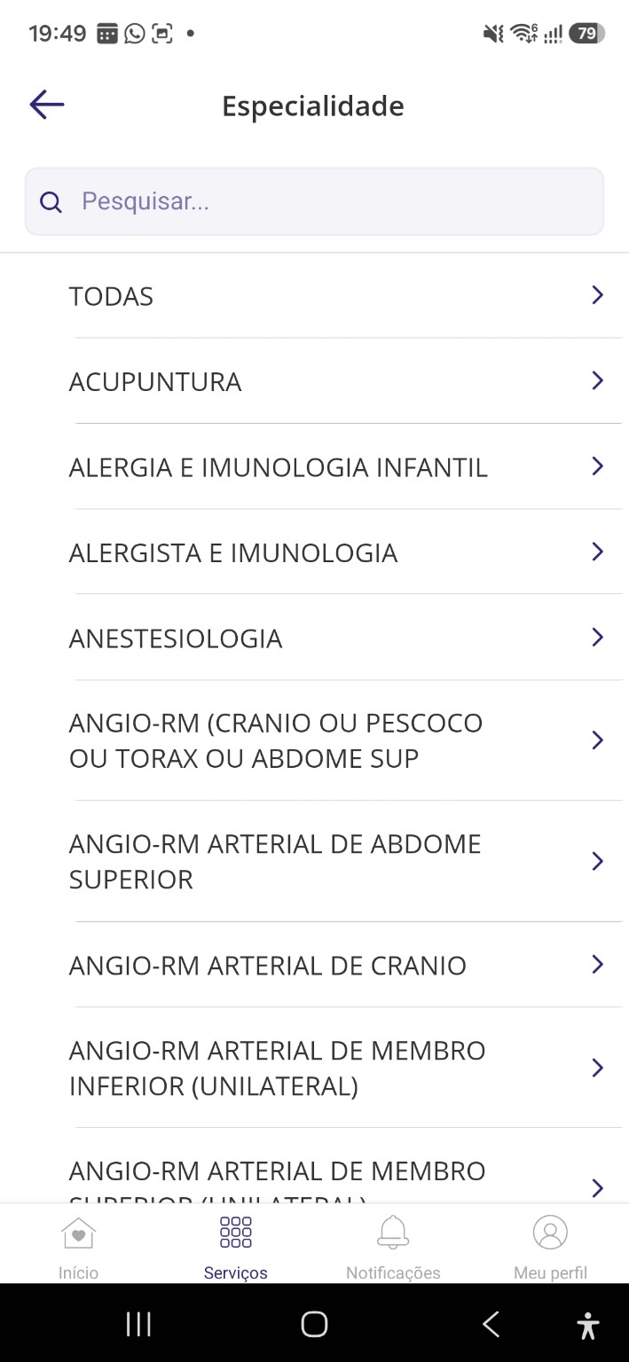 Rede Credenciada: Escolha a especialidade