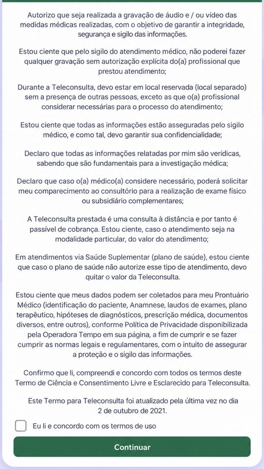Aceite os termos